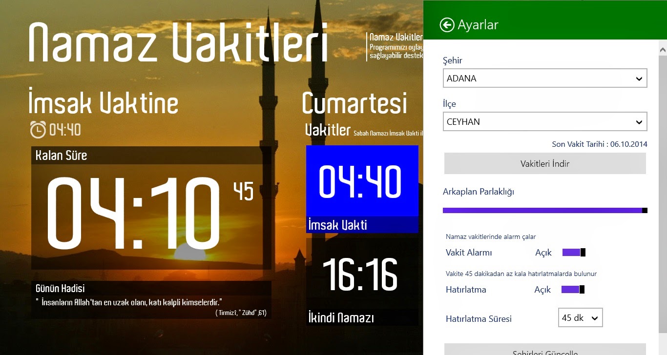 Namaz vakti uygulamaları için