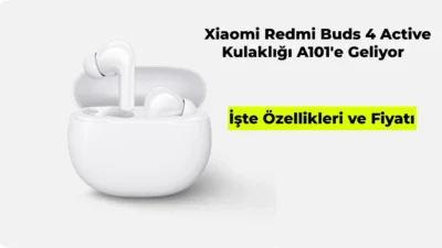 Güncel A101 kataloğunda Xiaomi Redmi Buds 4 Active kulaklığı görülüyor.