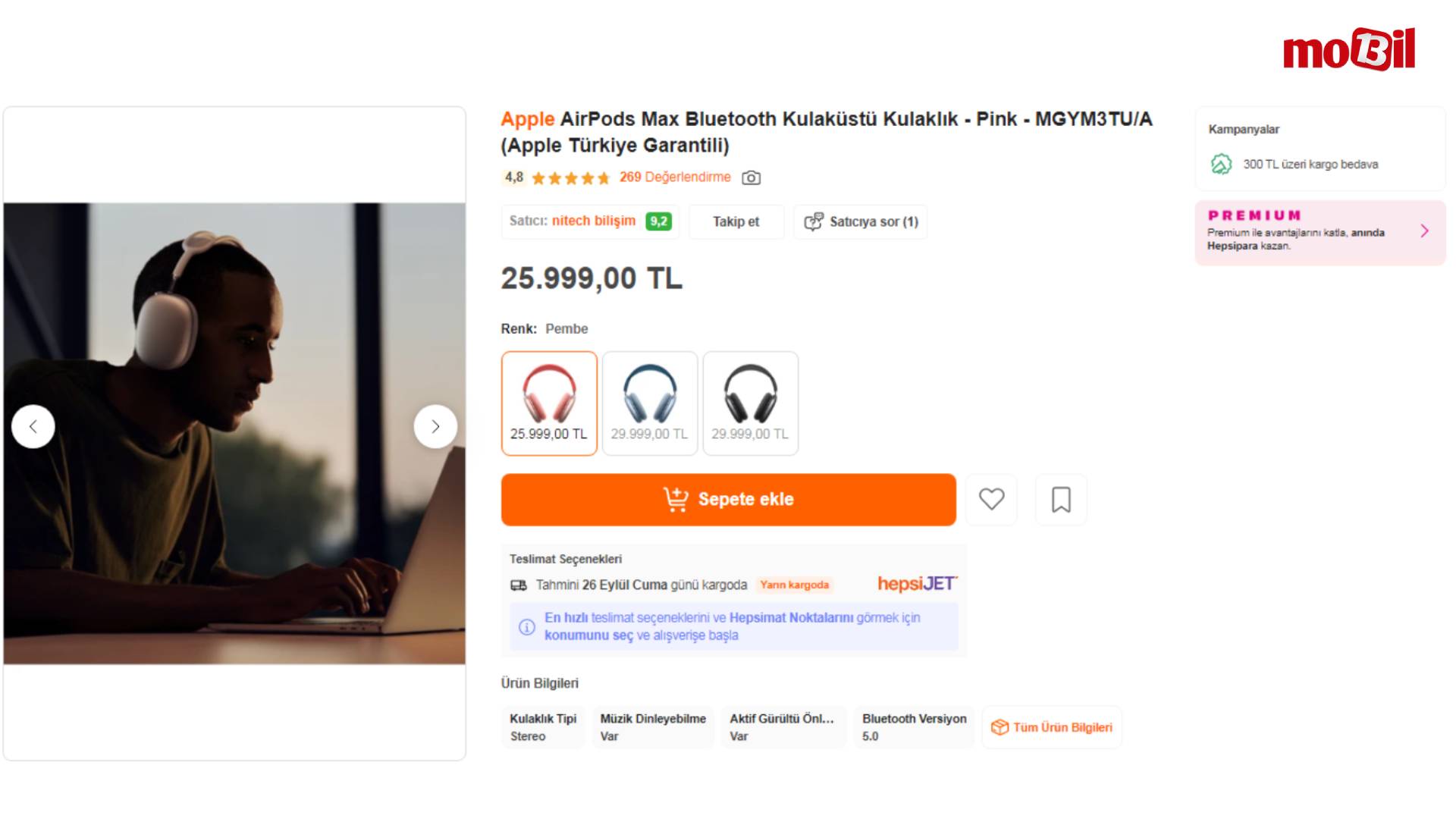 Apple AirPods Max Kablosuz Kulaklık hepsi burada fiyatı