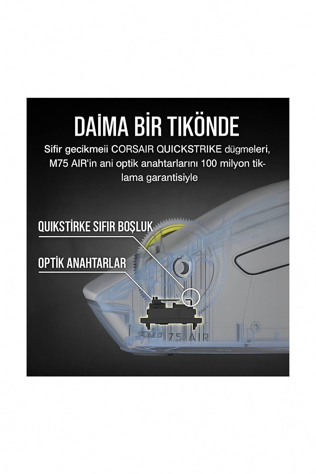 Corsair M75 Air Mouse Optik Anahtarı