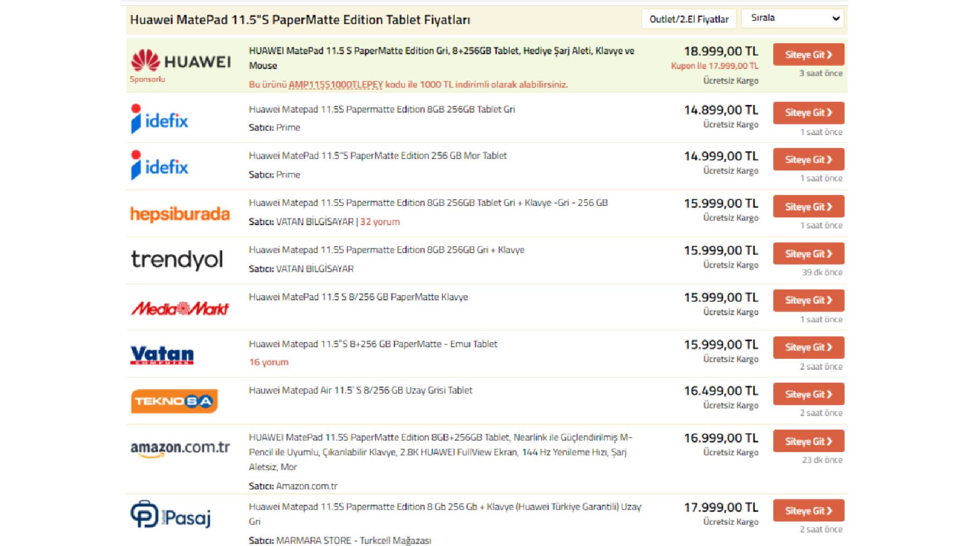 Huawei MatePad 11.5"S PaperMatte Edition Tablet Fiyatı