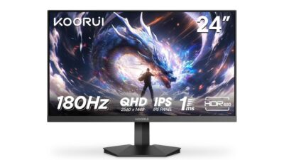 Koorui G2421V monitör, 23.8 inç WQHD IPS ekranı, 180 Hz
