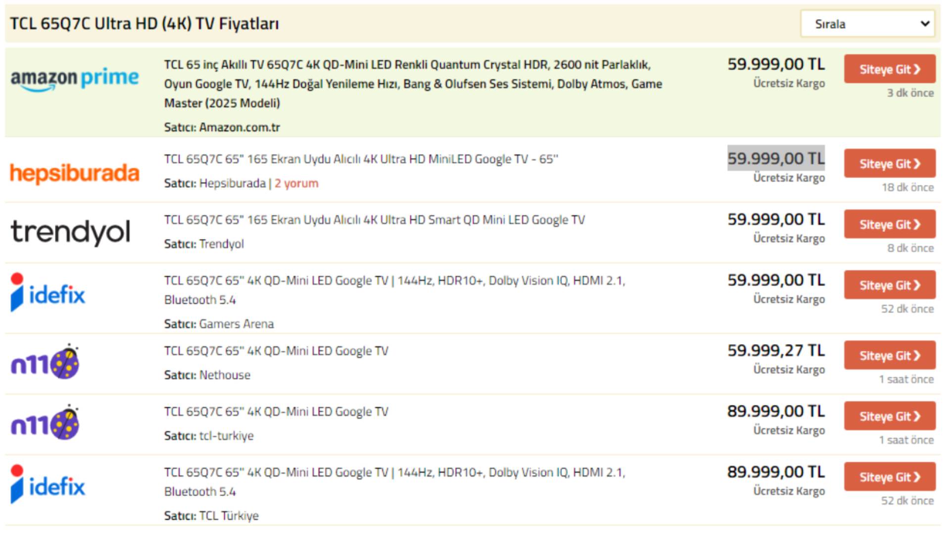 TCL 65Q7C Ultra HD (4K) TV Fiyatı