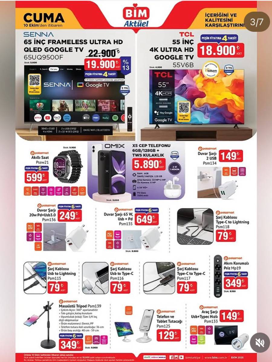 BİM 10 ekim 2025 cuma kataloğu