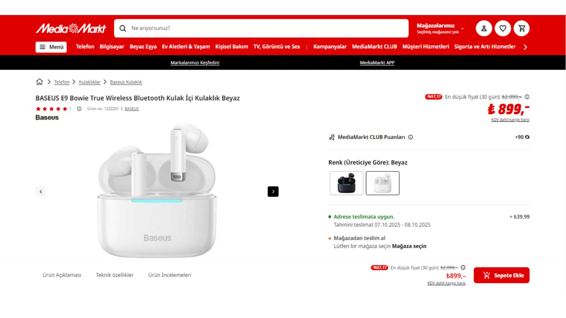 Baseus Bowie E9 Fiyatı Mediamarkt