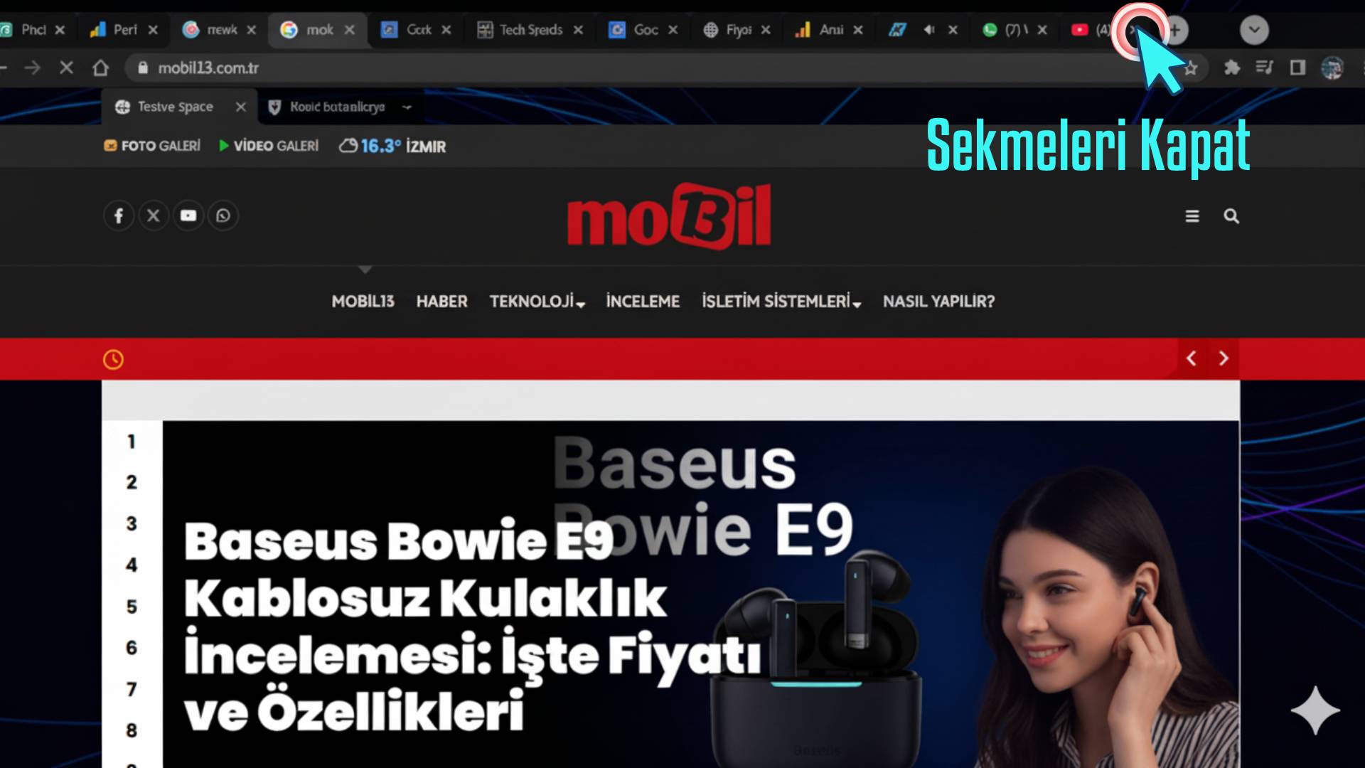 Google Chrome'da yan sekmeleri kapat