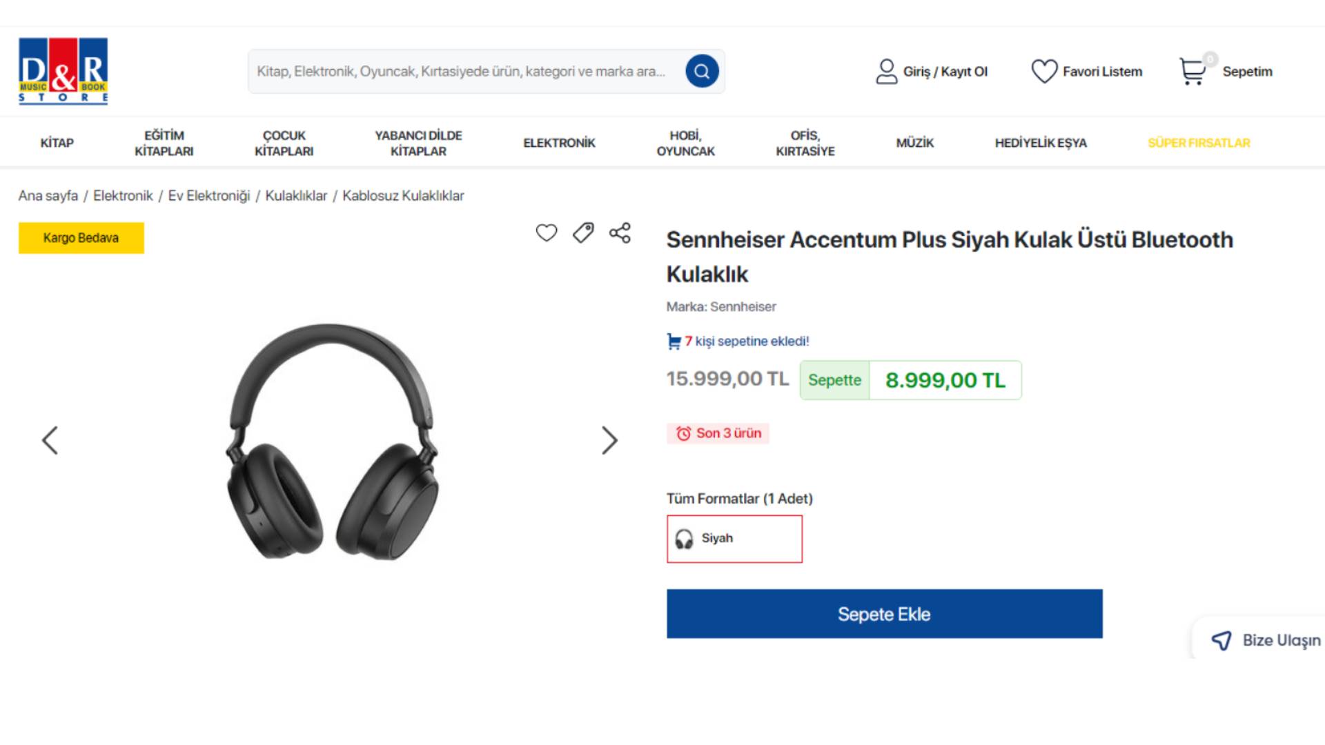 Sennheiser Accentum Plus Kablosuz Kulaklık D&R Alışveriş sitesinden güncel fiyatı