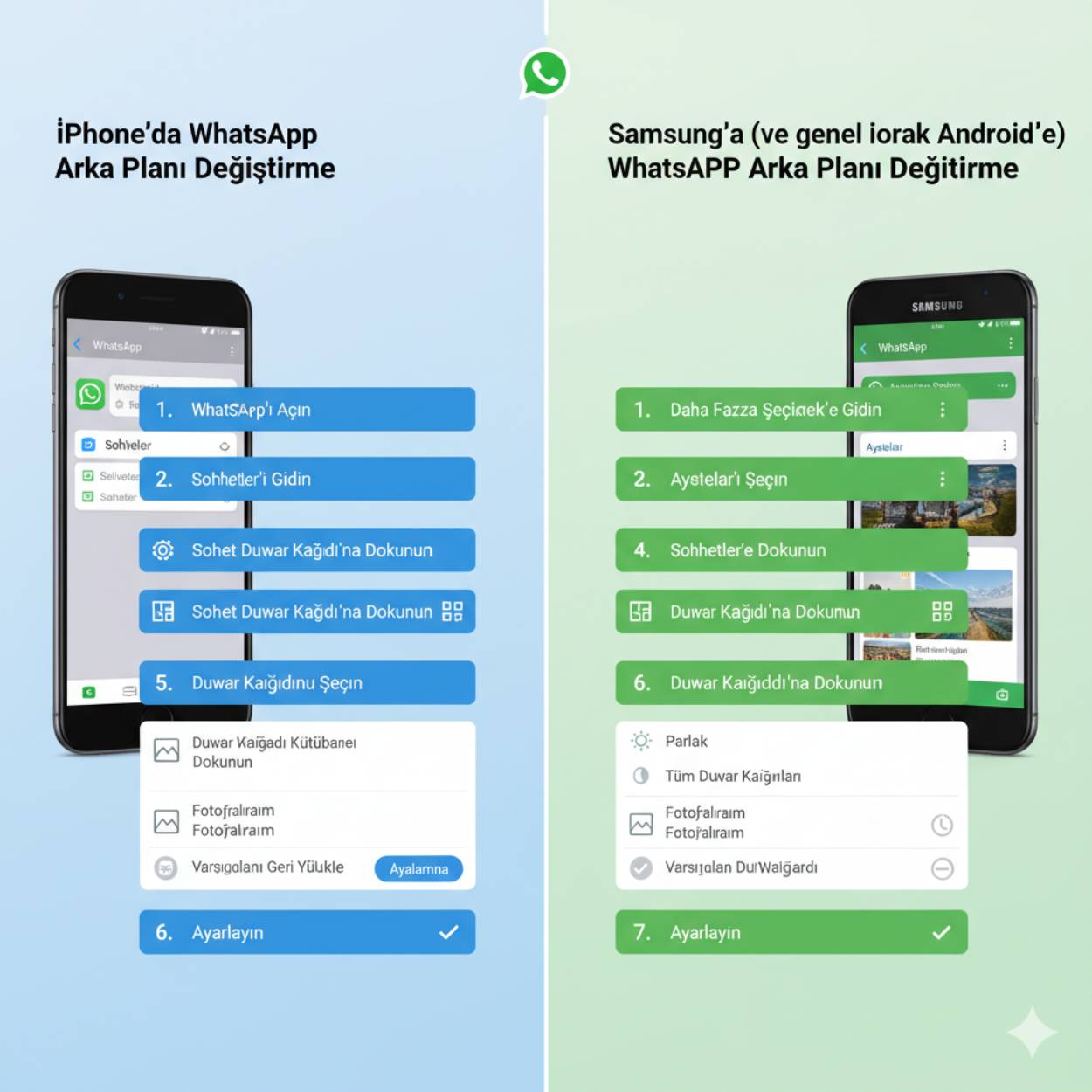 WhatsApp arka planını hem iPhone hem de Samsung'da nasıl değiştireceğin