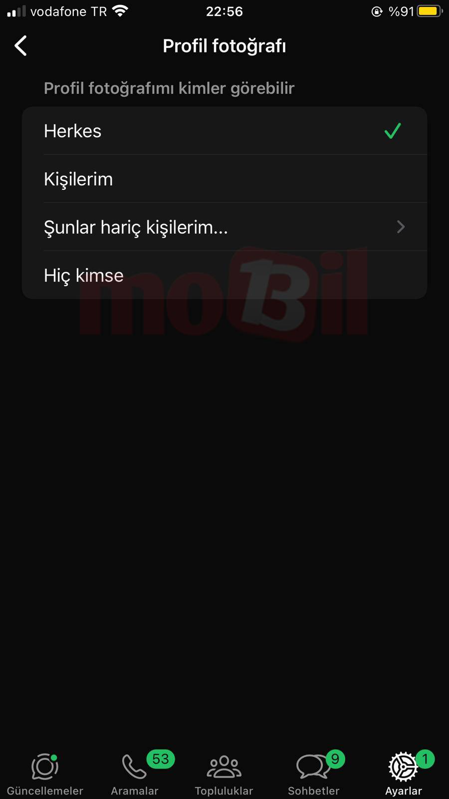 Whatsapp Gizlilik Seçeneğini Belirleyin
