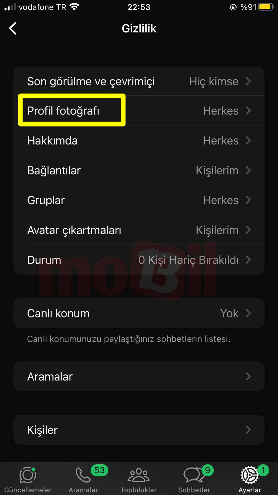 Whatsapp Profil Fotoğrafı'na Dokunun