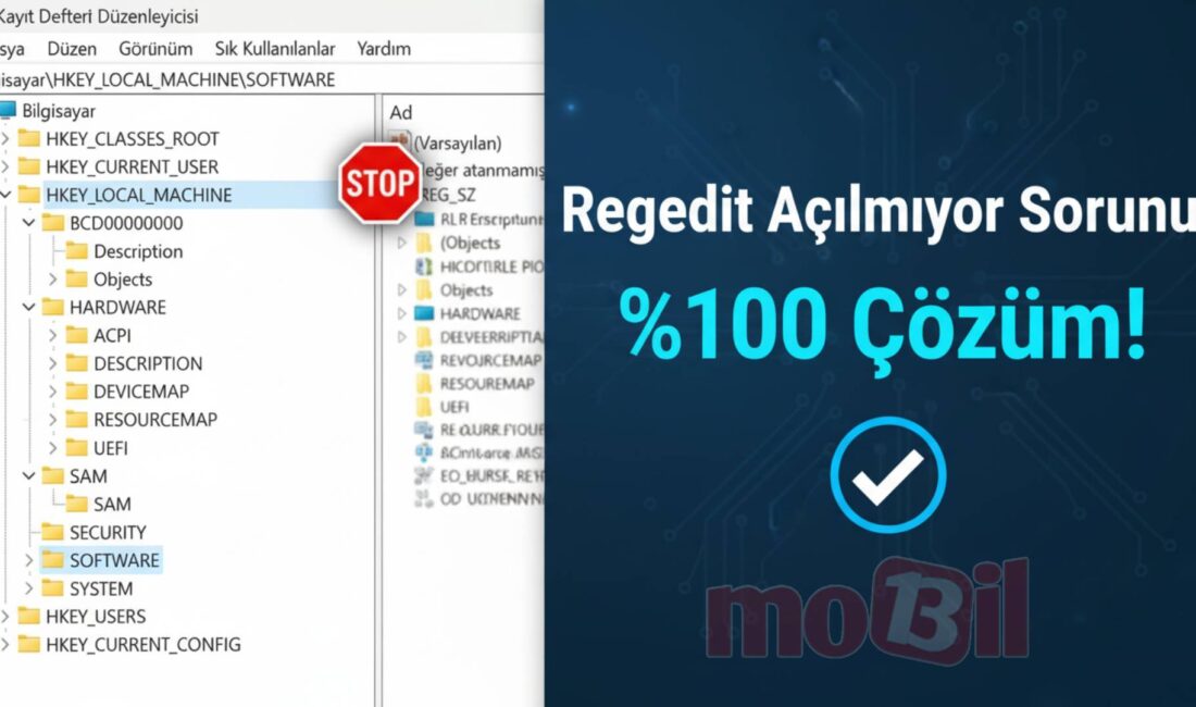 Windows Regedit kayıt defteri düzenleyicisi çalışmıyor ve açılmıyorsa yapmanız gereken