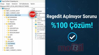 Windows Regedit kayıt defteri düzenleyicisi çalışmıyor ve açılmıyorsa yapmanız gereken