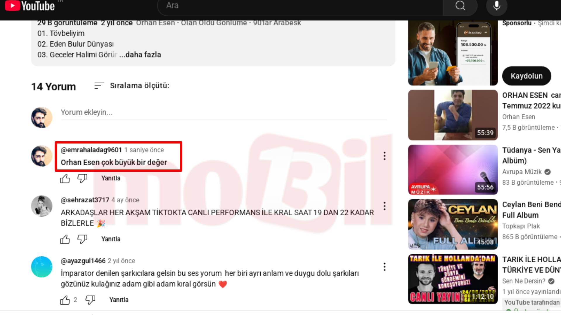 Youtube Yorum Kalın Yazılmış hali