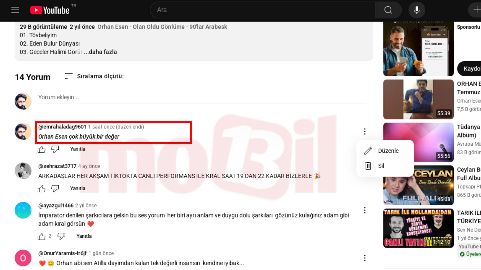 Youtube'de yatay yazı şeklinde yorum yazmak